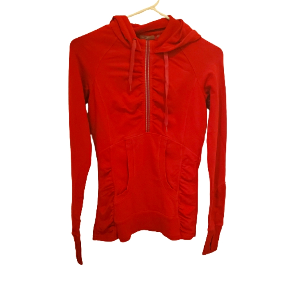 Athleta half zip hoodie with ruching xxs p…